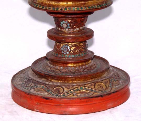 Burmese Lacquer Gilded Receptacle with Bird- 19th Century