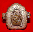 Tibetan Silver Prayer Box "Gau" with Relics - 19th C.