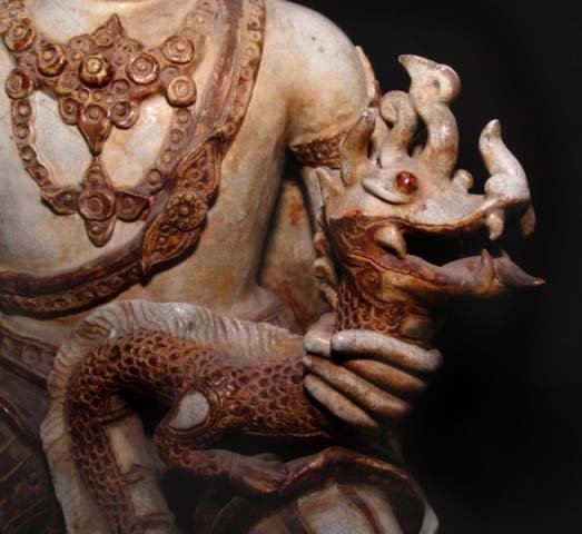 Large Rare Statue of Garuda Holding Naga 19th Century