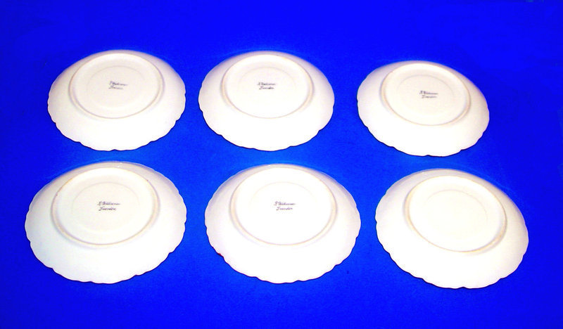 Set of Six Dresden Porcelain Cups &amp; Saucers, Signed R. Wehsener 1890's
