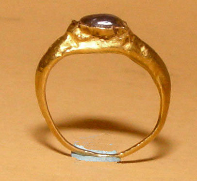 Ancient Gold Ring with a Blue Gray (Sapphire) Stone