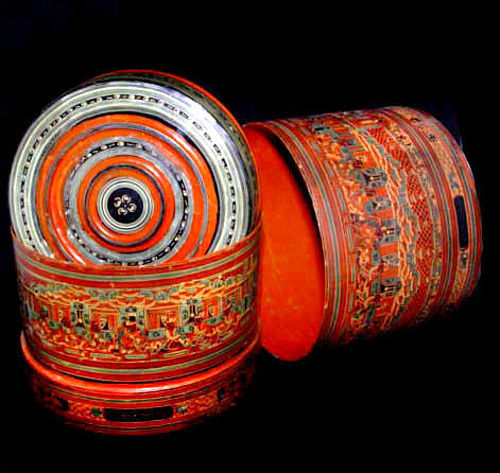 Large Burmese Yun Lacquered Betel Box #002