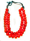 Chinese Red Glass Bead Choker Necklace - Middle Qing