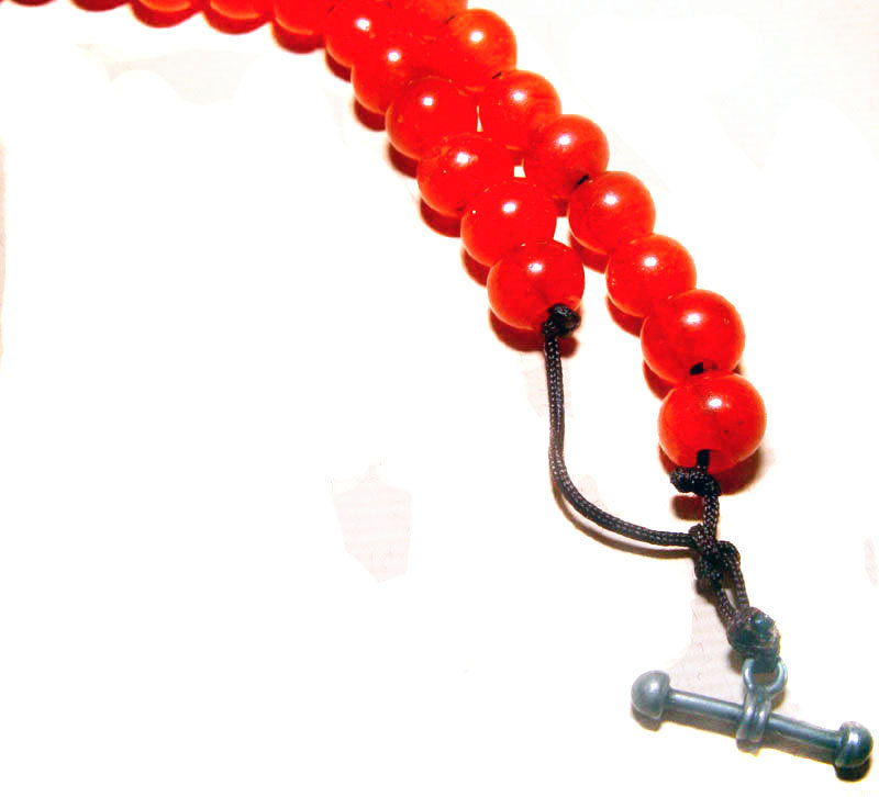 Chinese Red Glass Bead Choker Necklace - Middle Qing