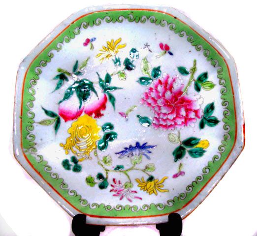 Chinese Nyonya Ware Plate with Good Luck Symbols - 19th Century