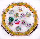 Chinese Nyonya Plate with Peach & Buddha Symbols - 19th Century