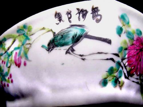 Chinese Nyonya Dish with Bird & Flowers - 19th Century