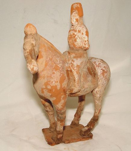 Chinese Pottery of aTang Horse an Rider with Musical Instrument