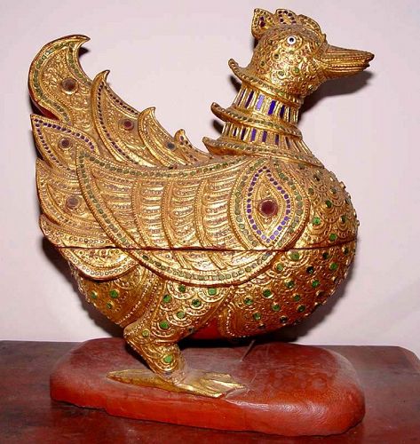 Large Rare Gilded Mythical Hintha Myayngu Bird Duck of Burma