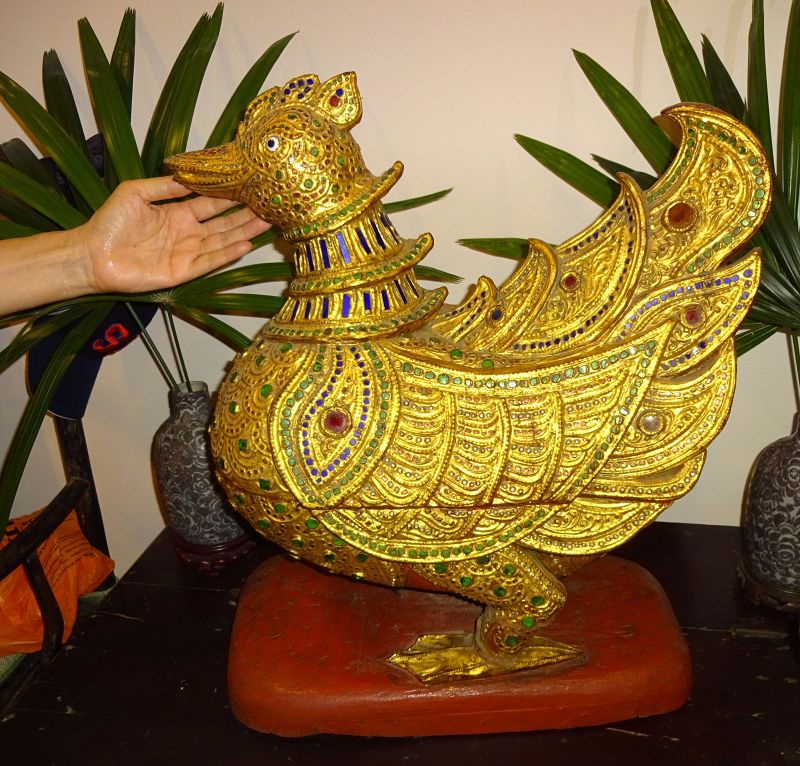Large Rare Gilded Mythical Hintha Myayngu Bird Duck of Burma
