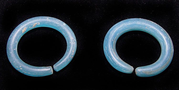 Pair of Ancient Blue Glass Earrings - 100 BC
