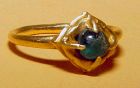 Ancient Gold Ring with a Blue Green Glass