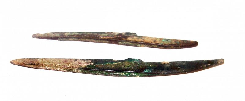 Two Ancient Chinese Shang Bronze Knife Coins - 1600 - 1028 BC