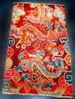 Tibetan Temple Prayer Carpet with two Dragons. 19th Century