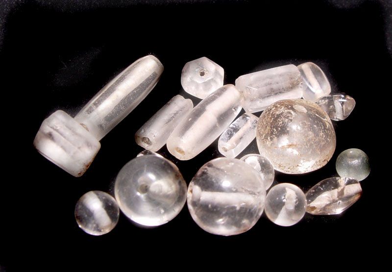 Assortment of 17 Ancient and Old Chinese Crystal Beads