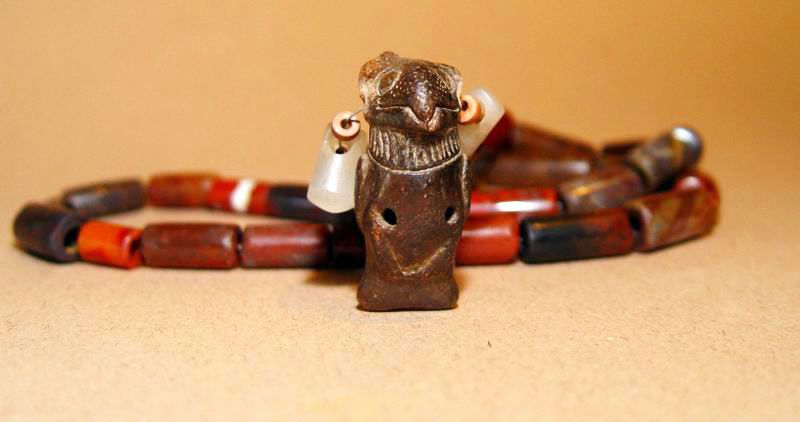 Pre Columbian Complete Bead Necklace with Bird Whistle