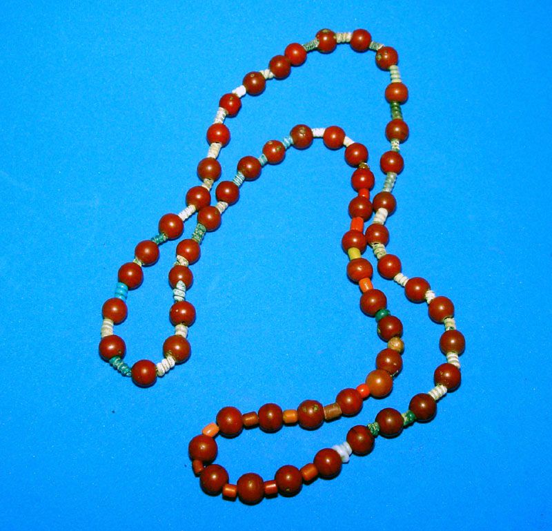 Chinese Red Glass Bead Necklace - Qing Dynasty