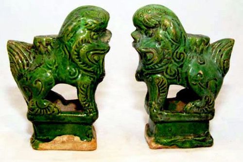 Chinese Ming Foo Lions Joss Stick Holders 1368 - 1644 AD