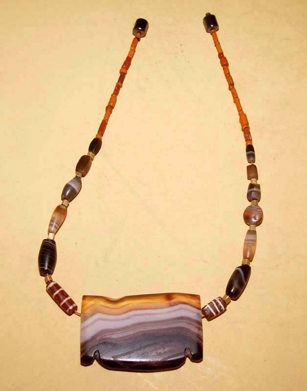 Ancient Carved Large Agate Bead Pendant -  500 - 100BC