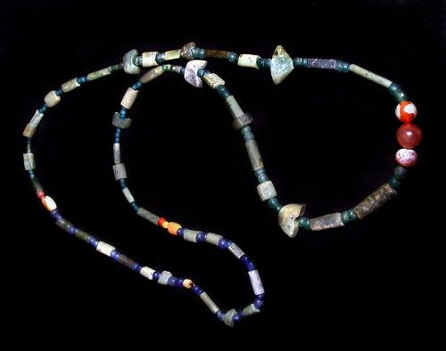 Ancient Chinese Jade and Glass Bead Necklace