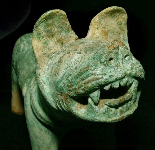 Chinese  Green Glazed Han Dog - 206BC - 220AD