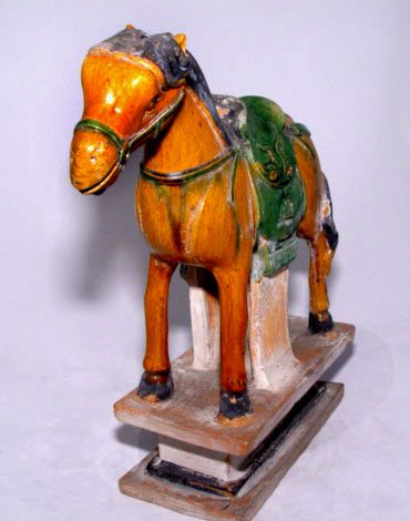 Chinese Sancai Glazed Ming Horse w/Saddle - 15th Century