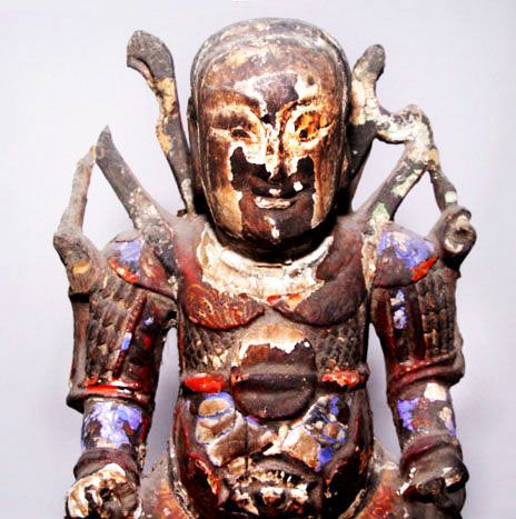 Chinese Rare Ming Wooden Statue of War God KuanTi - 16th Century