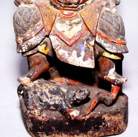 Chinese Rare Ming Wooden Statue of War God KuanTi - 16th Century