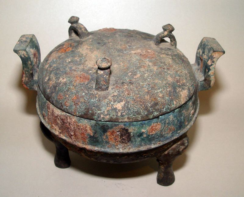 Ancient Chinese Bronze Tripod Vessel Ding -  475-221 BC