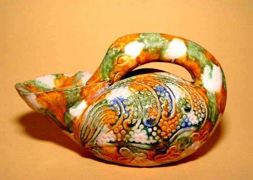 Rare Chinese Sancai Tang Duck Cup - 618 - 907 AD