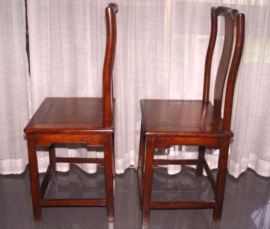 Pair Chinese Blackwood Hongmu Humpback Chairs 18th Century