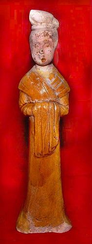 Chinese Tang Amber Glazed Court Lady - 618-907