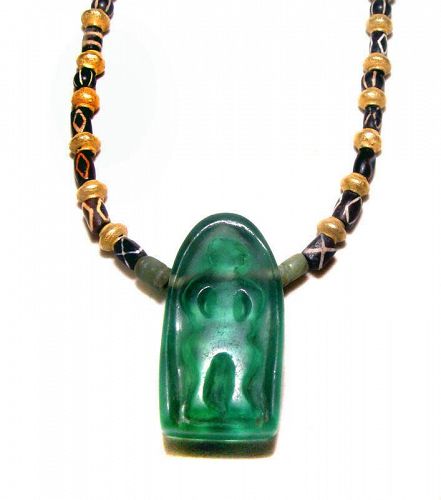Pyu Glass Pendant Necklace with Agate and Gold Beads - 100 -500 AD