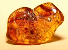 Chinese Natural  Amber Two Bat  Pendant