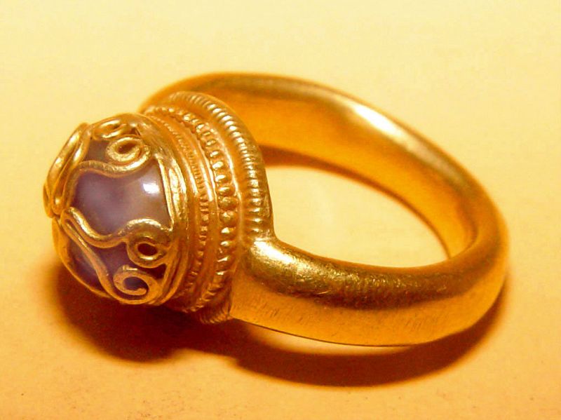 Large Cabochon Quartz Crystal Gold Ring - 14th Century