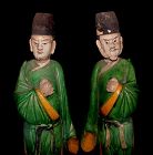 Pair Chinese Sancai Ming Male Attandents -1368 -1644 AD