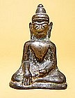 A Solid Silver Burmese Seated Buddha - 16th Century