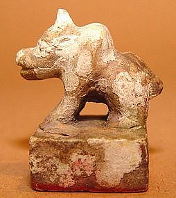 Chinese Pottery Seal of a Mythical Beast - 907- 979 AD
