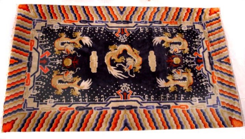 Chinese/Tibetan Dragon Temple Carpet #3 - 19th Century