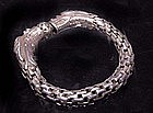 Chinese 2 Headed Silver Dragon Bracelet - Qing 19th C.