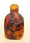 Amber Snuff Bottle w/ Two Han Style Dragons