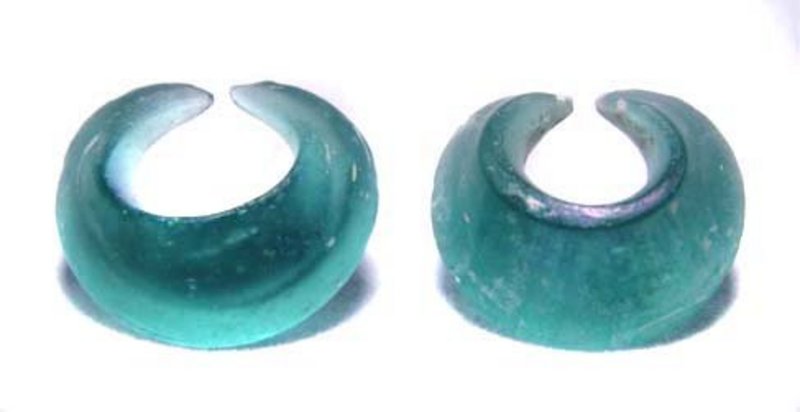 Two Ancient Blue Glass Earrings - Southeast Asia 100BC