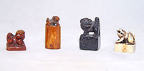 Four Chinese Foo Dog Seals (Chops) - Qing 19th Century