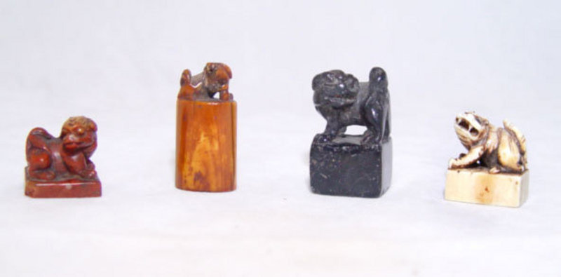 Four Chinese Foo Dog Seals (Chops) - Qing 19th Century