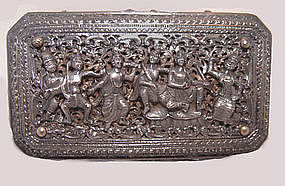 Large Burmese Repousse Silver Box