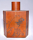Chinese Scholar's Bamboo Tea Container - Qing 19th C.
