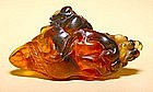 Chinese Amber Hand of Buddha Citron Pendant - #2