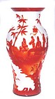 Rare Chinese Peking Red & White Glass Vase