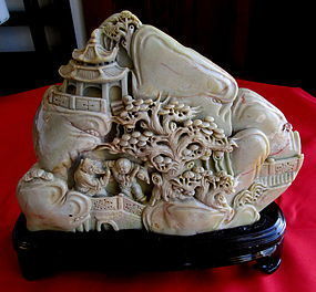 Hardstone Carving of a  Scholars Mountain Highly Detailed