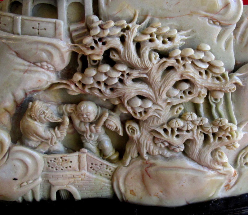 Hardstone Carving of a  Scholars Mountain Highly Detailed